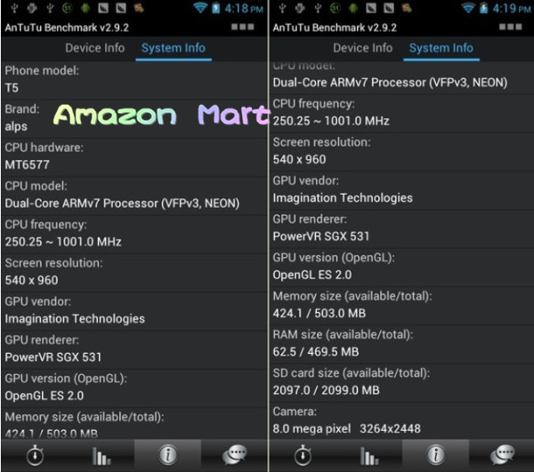 Star Titan II T5 - смартфон, Android 4.0.4, MTK6577 (2x1.2GHz), qHD 4.5