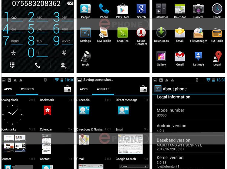 B3000s - смартфон, Android 4.0.4, MTK6515 (1GHz), 3.5