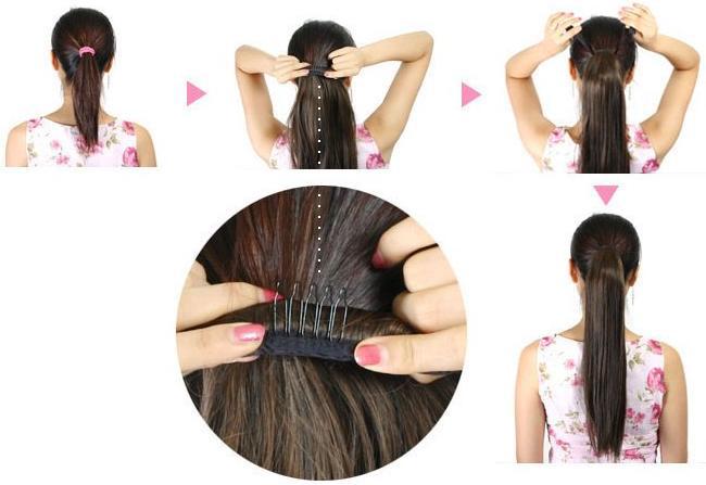 Черные волнистые волосы, 55 см