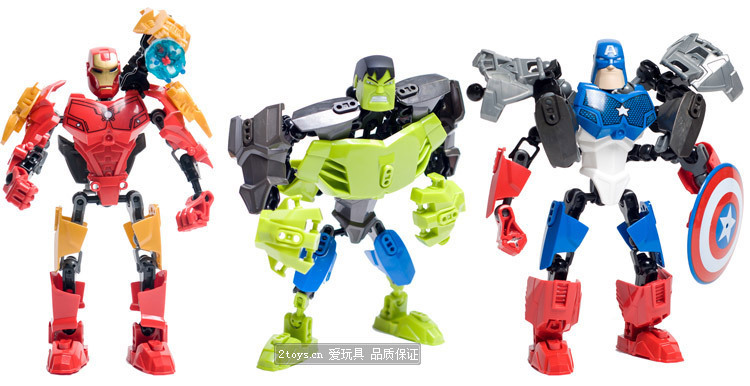 Игрушки-конструкторы Железный Человек, Халк, Капитан Америка