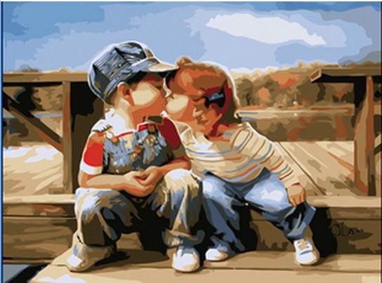 Набор для росписи маслом Первый поцелуй 30х40