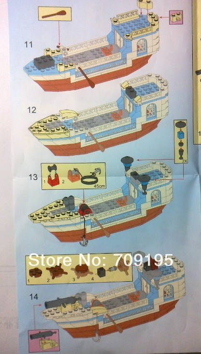 Детский конструктор пиратский корабль с командой