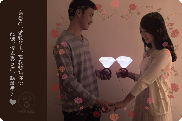 Настольная лампа в виде кольца с бриллиантом, портативная, мягкий белый свет