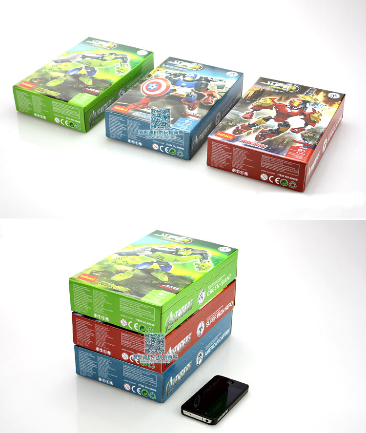 Игрушки-конструкторы Железный Человек, Халк, Капитан Америка