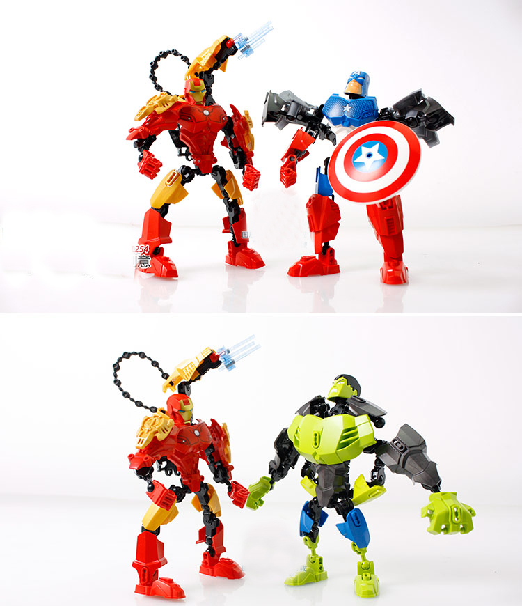 Игрушки-конструкторы Железный Человек, Халк, Капитан Америка