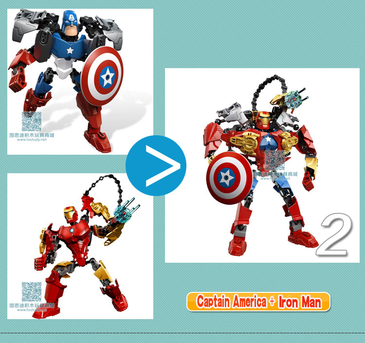 Игрушки-конструкторы Железный Человек, Халк, Капитан Америка