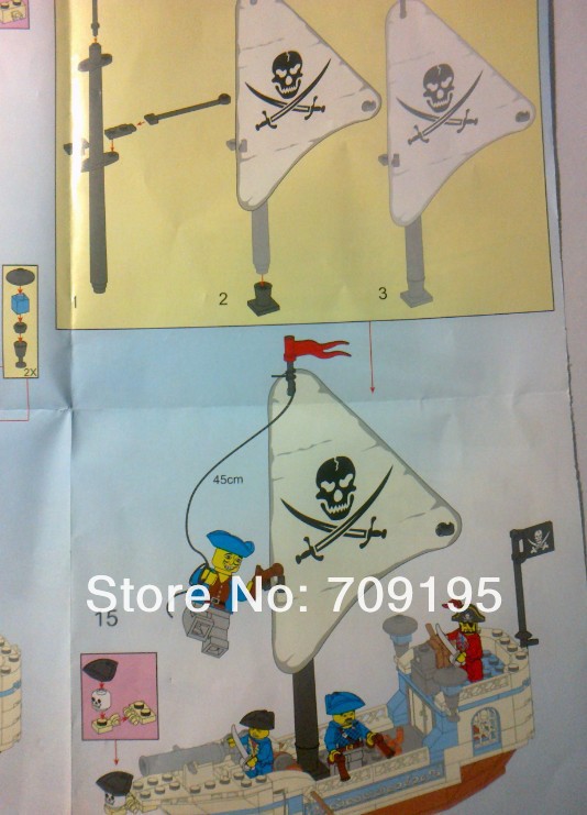 Детский конструктор пиратский корабль с командой