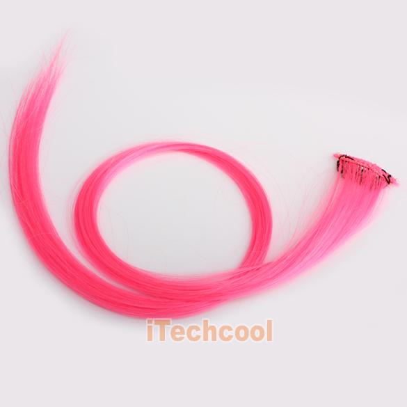 Розовая прядь волос, 60 см