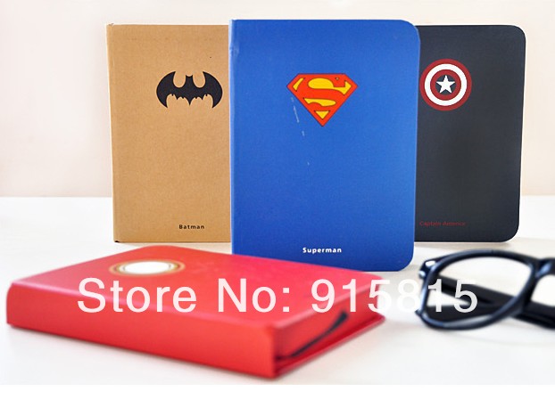 Блокноты со значками Супермена, Бэтмена, Железного человека, Капитана Америки, 4 шт
