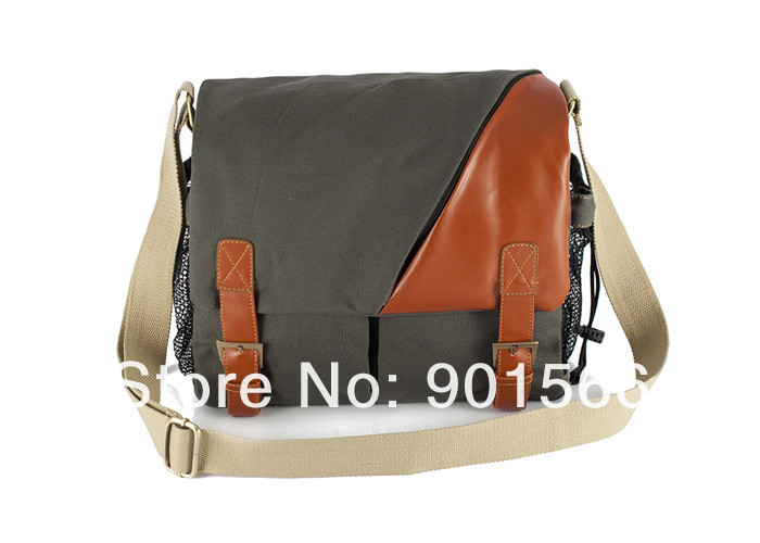 New fashion Vintage canvas Leather camera bag Messenger bag for DSLR Camera and lens 912
