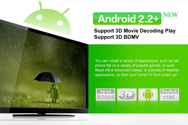 Egreat R200S - HD Видеопроигрыватель, 3D, Android, DLNA, 3.5 HDD, USB, Wi-Fi