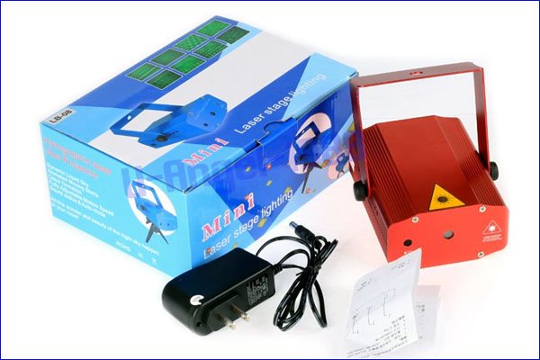 Лазерный стробоскоп для освещения вечеринок, 2 цвета лазера, цвет корпуса красный