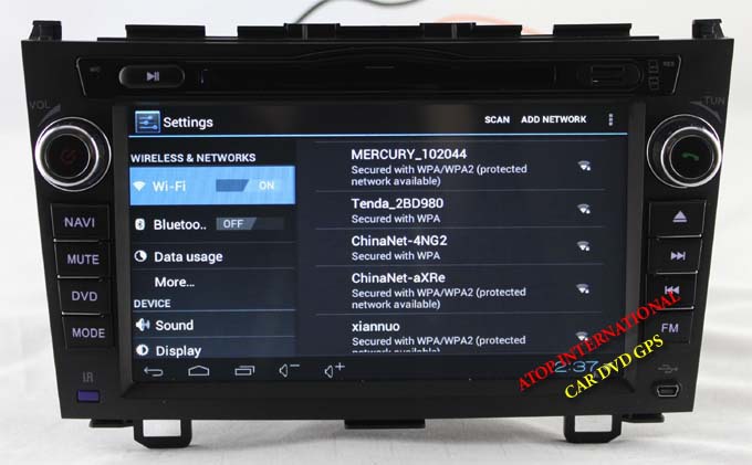   HONDA CR-V (2007-2011), Android 4.0, DVD, GPS, Wi-Fi, 3G Modem, 1024MHZ CPU, 1G RAM