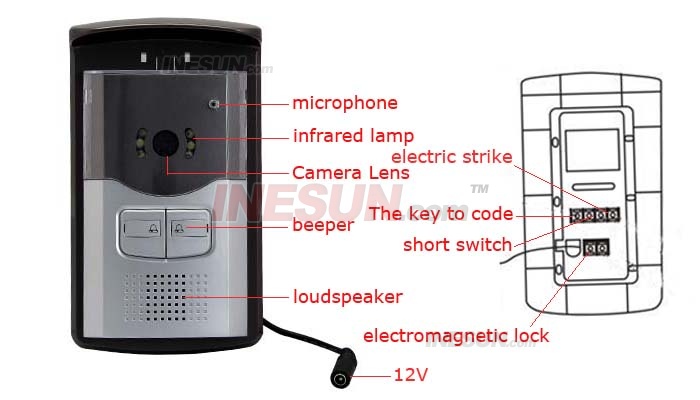 Беспроводной видео-телефон двери - 7.0 дюймовый ЖК дисплей, ИК CMOS камера, запись фото, запись видео, 2G память