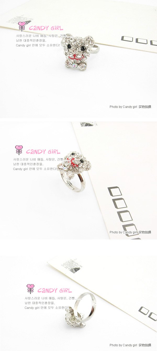 Модное бриллиантовое кольцо Серебряный медведь J0302