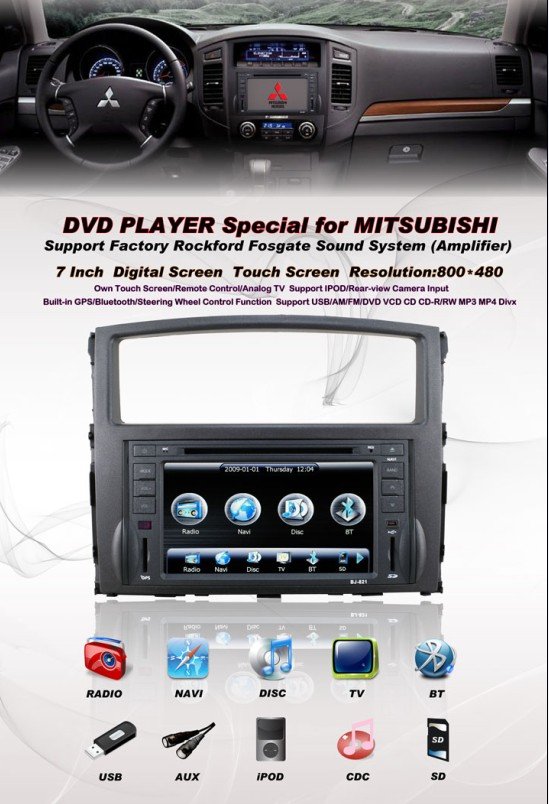  DVD    Mitsubishi Pajero  GPS , , 7'' HD -, Bluetooth, 2 GB SD Card