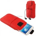Универсальный кожаный чехол с карманом для наушников для Samsung S4 / i9500/i9300/i9250/i8750/iPhone 5 / HTC One