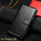 Кожаный чехол для Samsung Galaxy S2 с отделением для пластиковых карт и купюр, и подставкой 