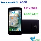 Lenovo A820 - смартфон, 2 SIM-карты, Android 4.1.2, qHD 4.5" IPS, MTK6589 (4 х 1.2 ГГц), 1ГБ RAM, 4ГБ ROM, поддержка microSD, 3G, Wi-Fi, Bluetooth, GPS, FM-радио, камера 8МП