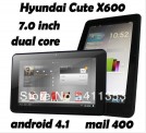 Hyundai X600 - планшетный компьютер, Android 4.1.1, 7" IPS, Rockchip RK3066 (2x1.6GHz), 1GB RAM, 8GB ROM, Wi-Fi, Bluetooth, HDMI, 0.3MP фронтальная камера