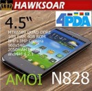 Amoi N828 - смартфон, 2 SIM-карты, Android 4.2.1, 960х540 4.5" IPS, MTK6589 (4 х 1.2ГГц), 1ГБ RAM, 4ГБ ROM, 3G, Wi-Fi, Bluetooth, GPS, 2 камеры 8 и 3 МП