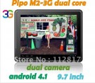Pipo M2 - планшетный компьютер, Android 4.1.1, 9.7" IPS, Rockchip RK3066 (1.6GHz), 1GB RAM, 16GB ROM, Wi-Fi, HDMI, Bluetooth, 3G (опционально), 2MP фронтальная камера, 3MP задняя камера